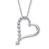 Thumbnail Image 0 of Previously Owned Diamond Heart Necklace 1/10 ct tw Round-cut 10K White Gold
