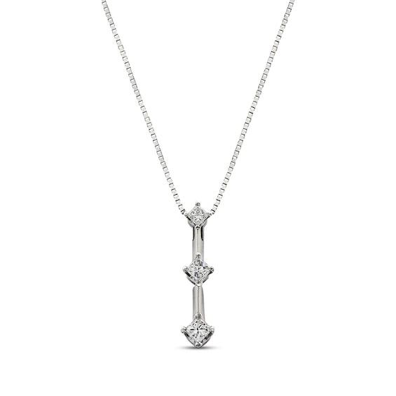 Previously Owned Diamond 3-Stone Necklace 1/4 cttw 14K White Gold 17"