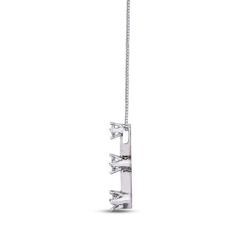 Main Image 2 of Previously Owned Diamond 3-Stone Necklace 1/4 cttw 14K White Gold 17"