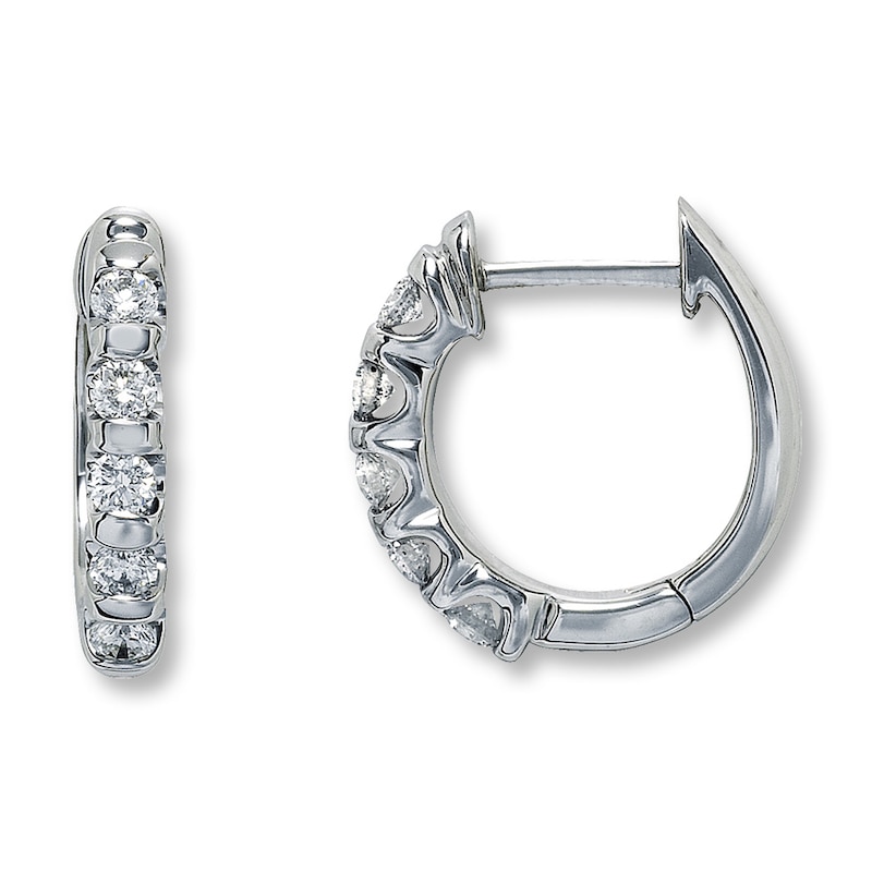 Main Image 1 of Previously Owned Diamond Hoop Earrings 1/2 ct tw 14K White Gold