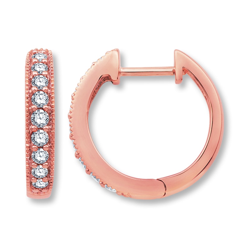 Previously Owned Diamond Hoop Earrings 1/3 ct tw Round-cut 10K Rose Gold