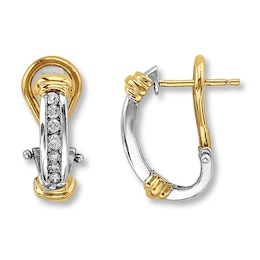 Previously Owned Diamond Hoop Earrings 1/4 ct tw 14K Two-Tone Gold
