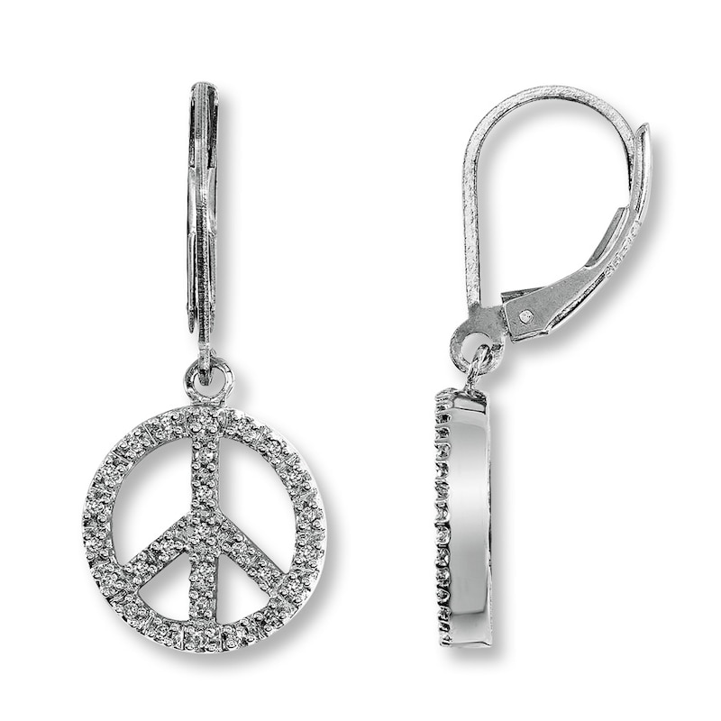 Main Image 1 of Previously Owned Diamond Peace Sign Earrings 1/6 ct tw Sterling Silver