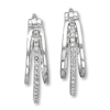 Thumbnail Image 1 of Previously Owned Diamond Hoop Earrings 1/10 ct tw Round-cut 10K Sterling Silver