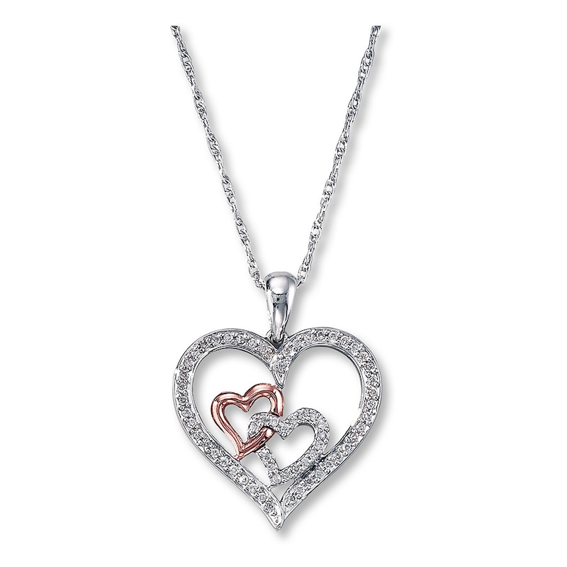 Previously Owned Diamond Necklace 1/4 ct tw Sterling Silver & 10K Rose ...