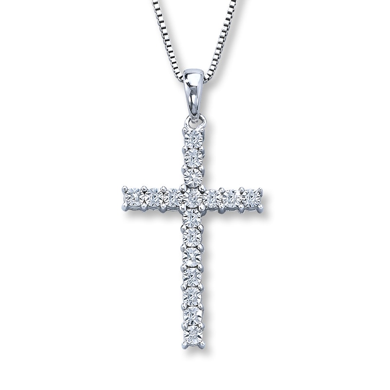 Previously Owned Diamond Cross Necklace Sterling Silver