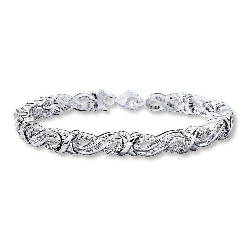 Main Image 1 of Previously Owned Diamond Infinity Bracelet 1-1/2 ct tw Round-cut Sterling Silver 7.25&quot;