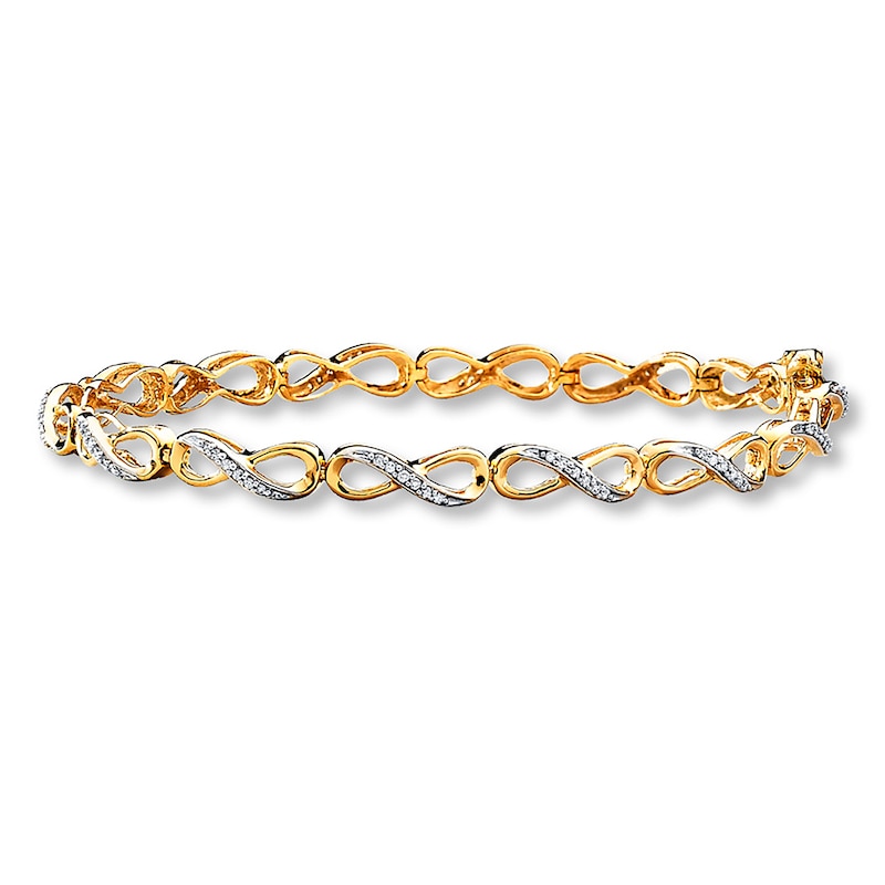 Main Image 1 of Previously Owned Diamond Infinity Bracelet 1/3 ct tw Round-cut 10K Yellow Gold 7.25&quot;