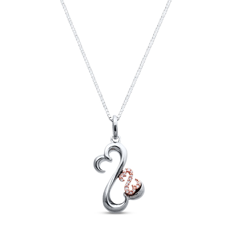 Main Image 1 of Previously Owned Open Heart Necklace Diamonds Accents Sterling Silver & 10K Rose Gold 18&quot;