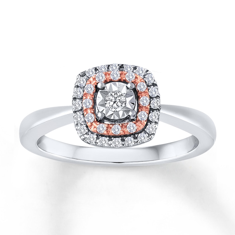 Main Image 1 of Previously Owned Diamond Ring 1/5 ct tw Round-cut Sterling Silver & 10K Rose Gold