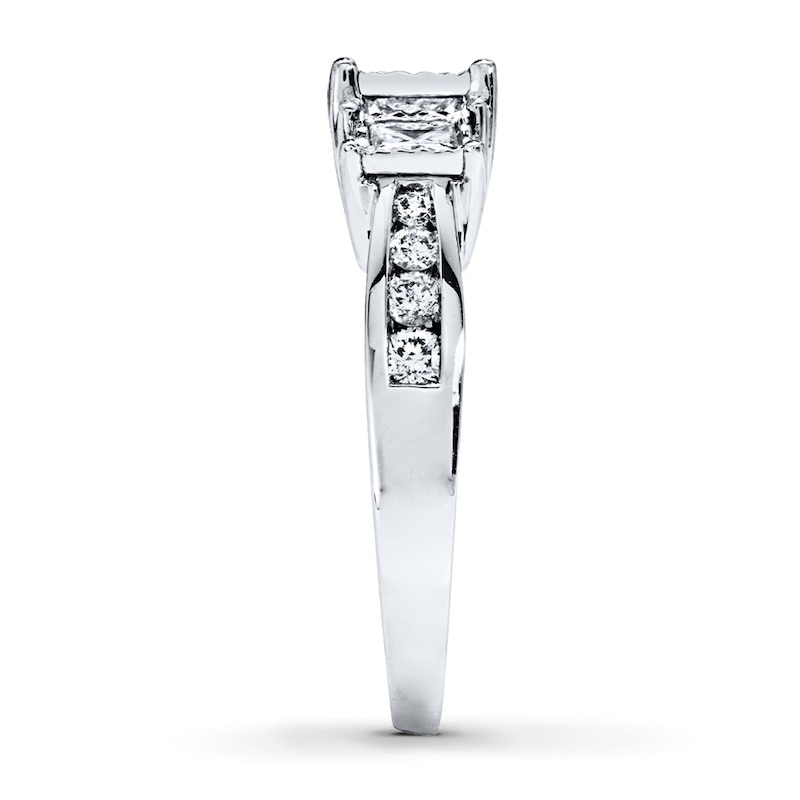 Main Image 3 of Previously Owned Diamond 3-Stone Ring 1 ct tw Princess-cut 14K White Gold