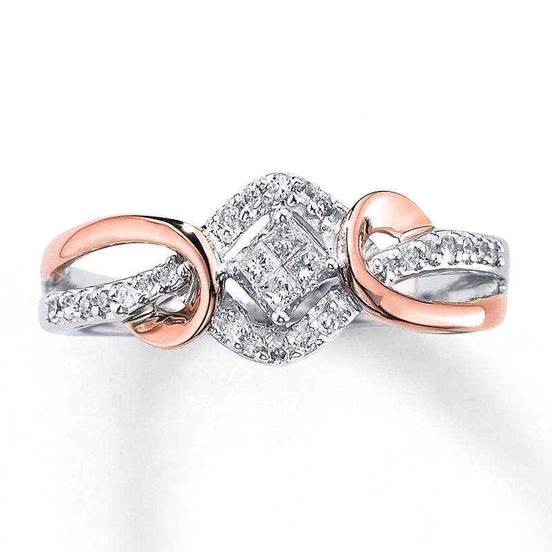 Main Image 1 of Previously Owned Diamond Ring 1/6 ct tw Princess-Cut Sterling Silver & 10K Rose Gold