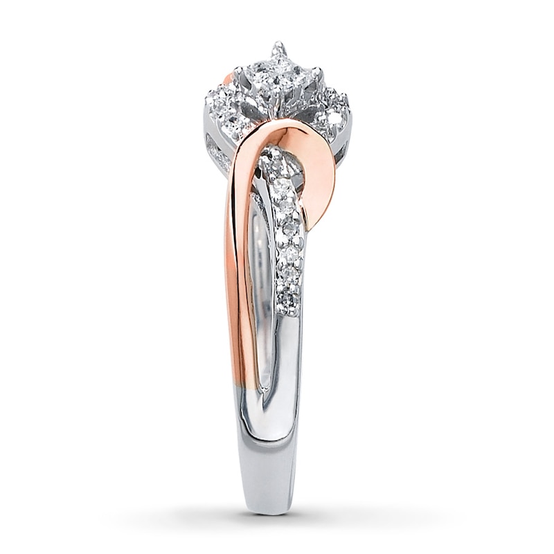 Main Image 3 of Previously Owned Diamond Ring 1/6 ct tw Princess-Cut Sterling Silver & 10K Rose Gold
