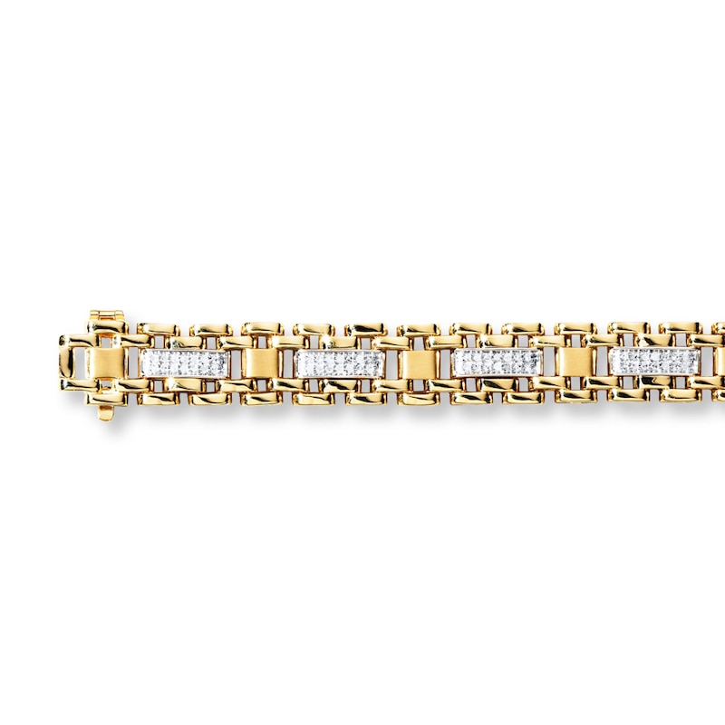 Main Image 1 of Previously Owned Men's Bracelet 3/4 ct tw Diamonds 10K Yellow Gold 8.25"