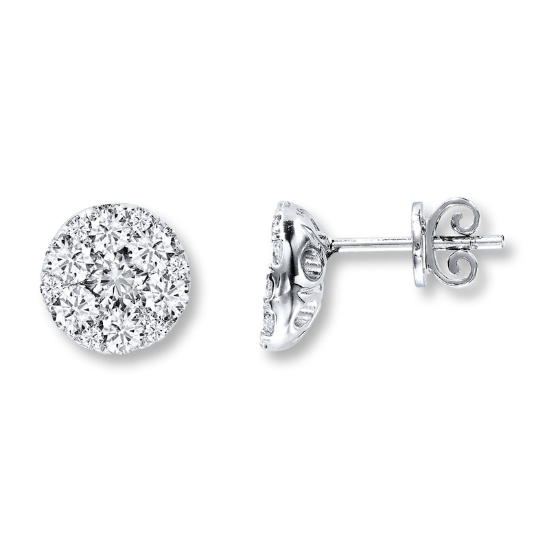 Main Image 1 of Previously Owned Diamond Fashion Stud Earrings 2 ct tw 14K White Gold
