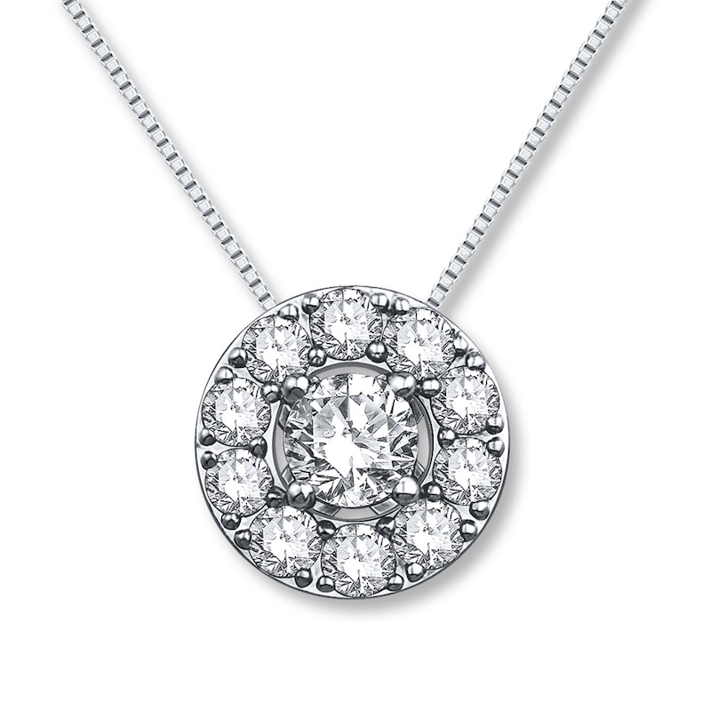 Previously Owned Diamond Necklace 5/8 ct tw Round-cut 14K White Gold