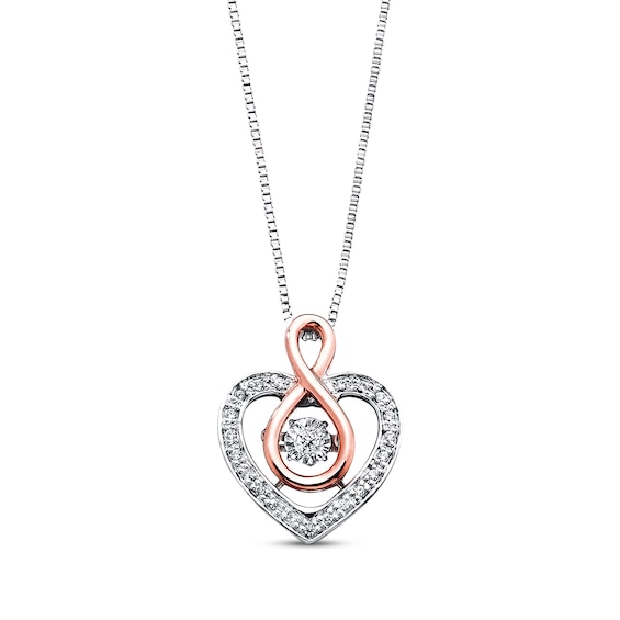 Previously Owned Unstoppable Love 1/8 ct tw Necklace Sterling Silver/10K Rose Gold