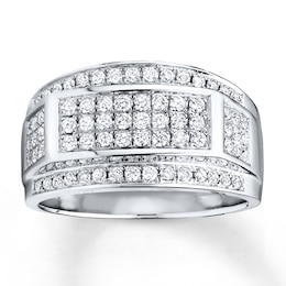 Previously Owned Men's Wedding Band 1 ct tw Round-cut Diamonds 10K White Gold