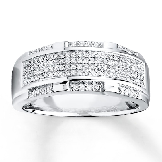 Previously Owned Men's Diamond Wedding Band 1/2 ct tw 10K White Gold