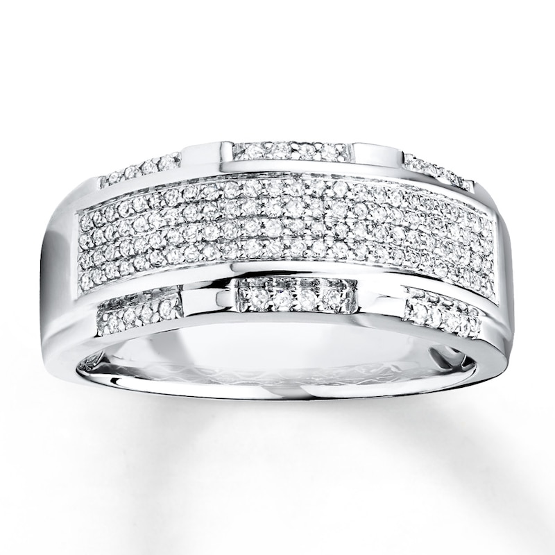 Main Image 1 of Previously Owned Men's Diamond Wedding Band 1/2 ct tw 10K White Gold