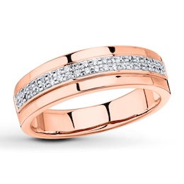 Previously Owned Men's Diamond Wedding Band 1/6 ct tw Round-cut 10K Rose Gold
