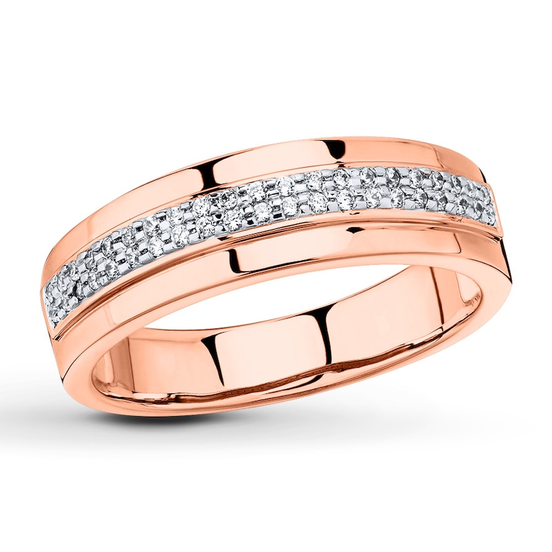 Previously Owned Men's Diamond Wedding Band 1/6 ct tw Round-cut 10K Rose Gold