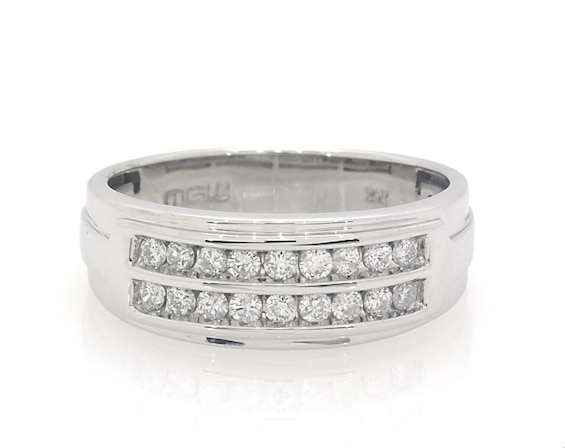 Previously Owned Men's Diamond Two-Row Wedding Band 1/2 ct tw 10K White Gold