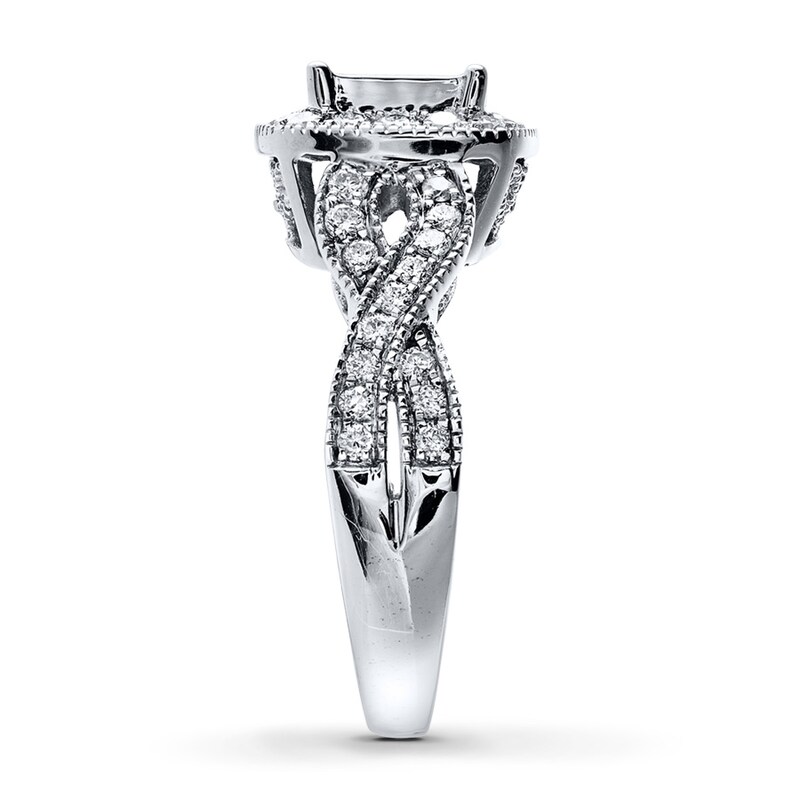 Main Image 3 of Previously Owned Diamond Engagement Ring 1 ct tw Princess/Round 14K White Gold