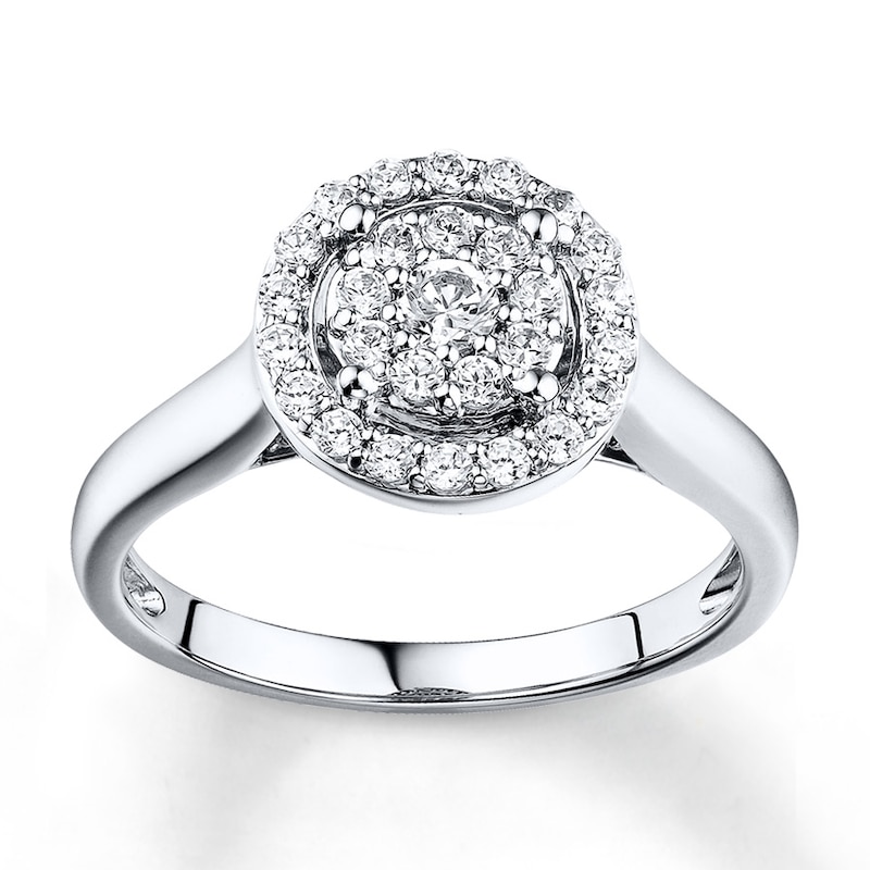Main Image 1 of Previously Owned Diamond Engagement Ring 5/8 ct tw Round-cut 10K White Gold