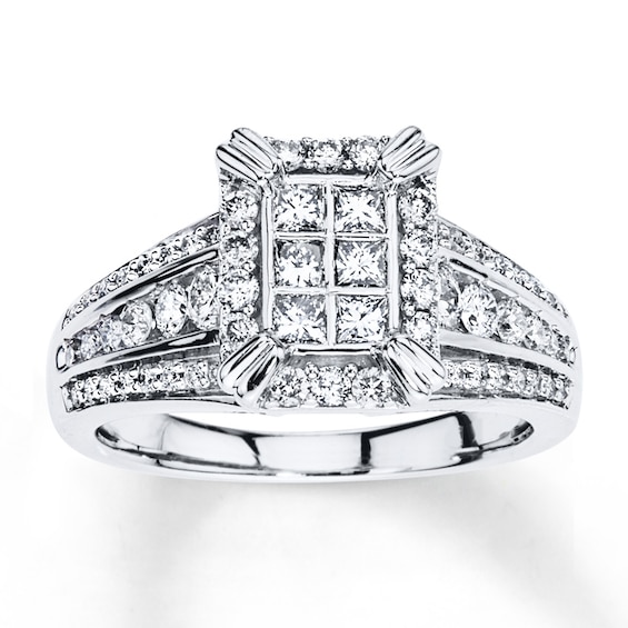 Previously Owned Diamond Ring 1 ct tw Princess-cut 14K White Gold