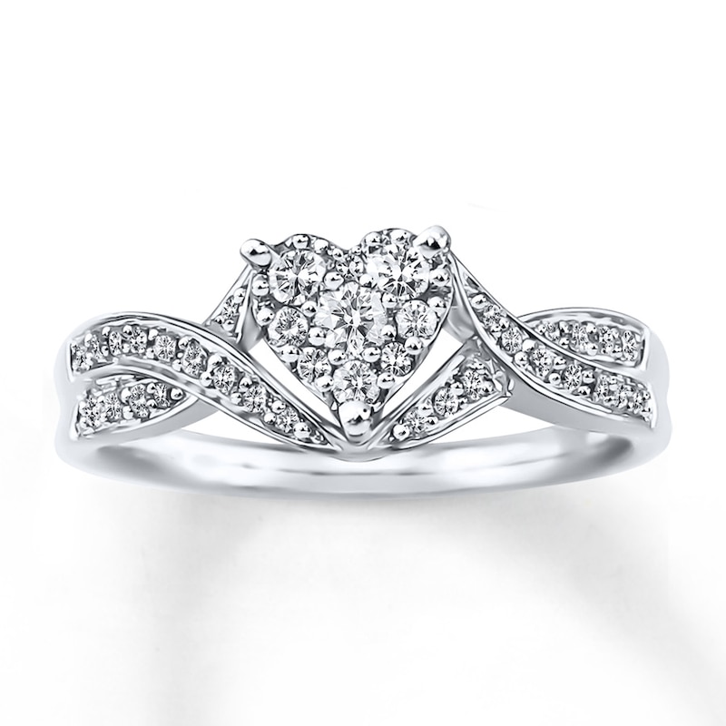 Previously Owned Diamond Heart Ring 1/3 ct tw Round-cut 10K White Gold