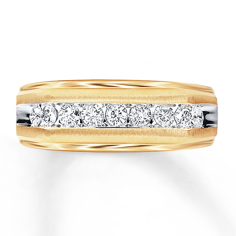 Main Image 1 of Previously Owned Men's Diamond Wedding Band 1/2 ct tw Round-cut 10K Yellow Gold