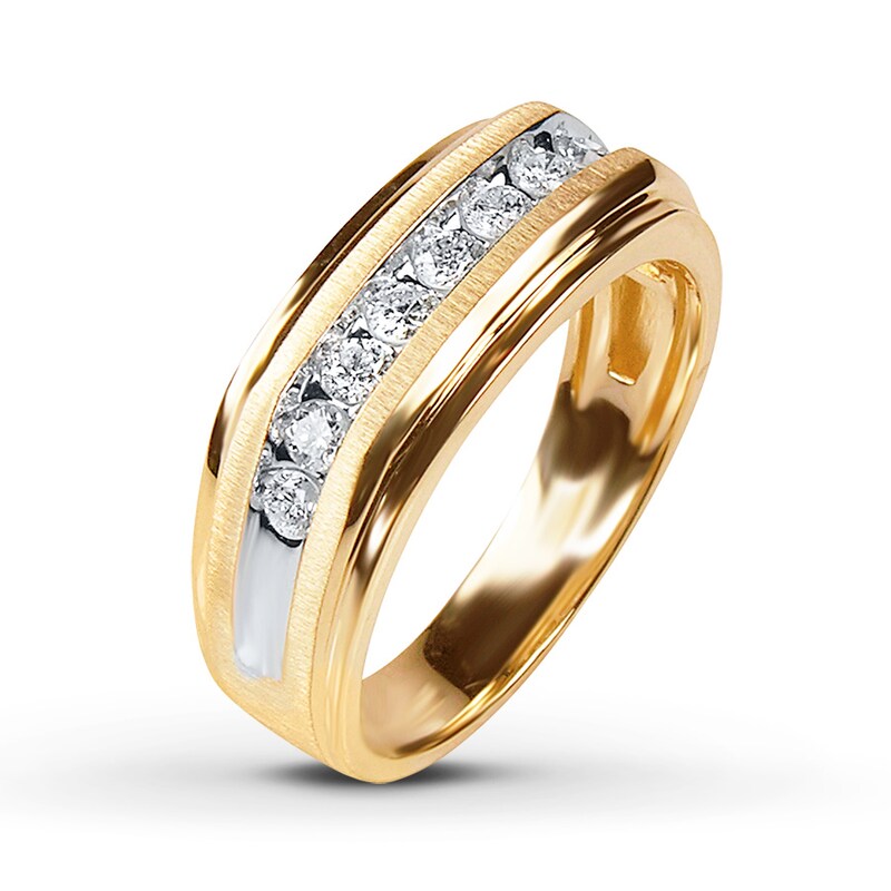 Main Image 2 of Previously Owned Men's Diamond Wedding Band 1/2 ct tw Round-cut 10K Yellow Gold