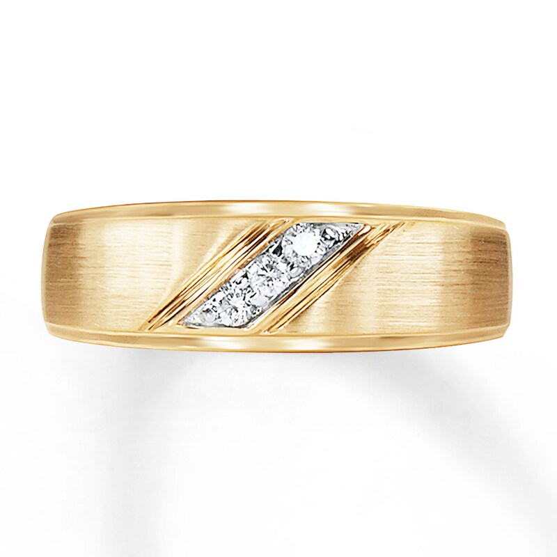 Main Image 1 of Previously Owned Diamond Men's Wedding Band 1/10 ct tw Round-cut 10K Yellow Gold