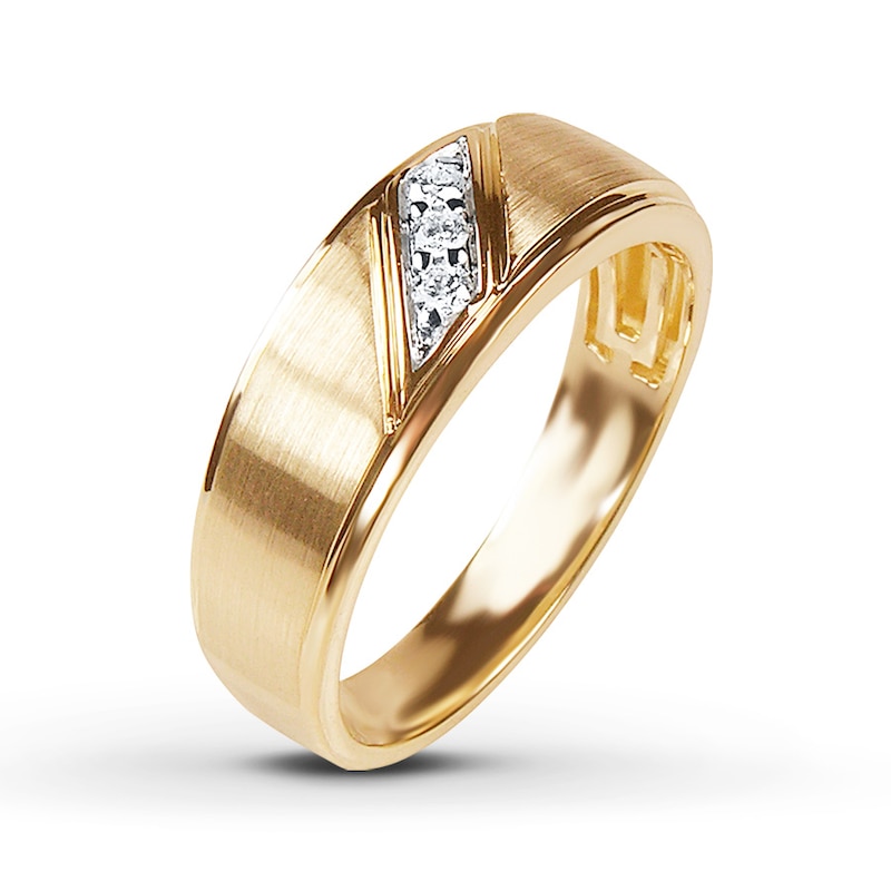 Main Image 2 of Previously Owned Diamond Men's Wedding Band 1/10 ct tw Round-cut 10K Yellow Gold