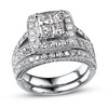 Thumbnail Image 1 of Previously Owned Diamond Bridal Set 1-7/8 ct tw Princess/Round 14K White Gold