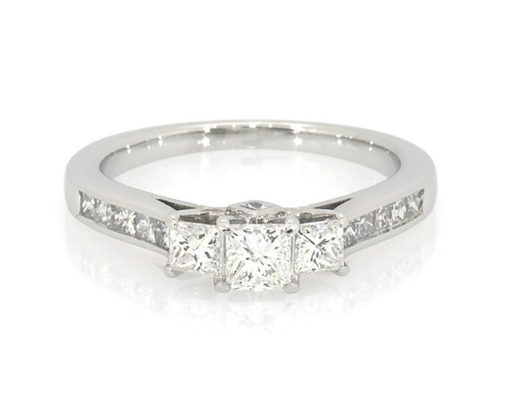 Previously Owned 3-Stone Diamond Ring 1 ct tw Princess-cut 14K White Gold
