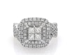 Thumbnail Image 1 of Previously Owned Princess-Cut Quad Diamond Halo Engagement Ring 2-7/8 ct tw 14K White Gold