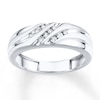 Thumbnail Image 1 of Previously Owned Diamond Men's Band 1/10 ct tw Round-cut 10K White Gold