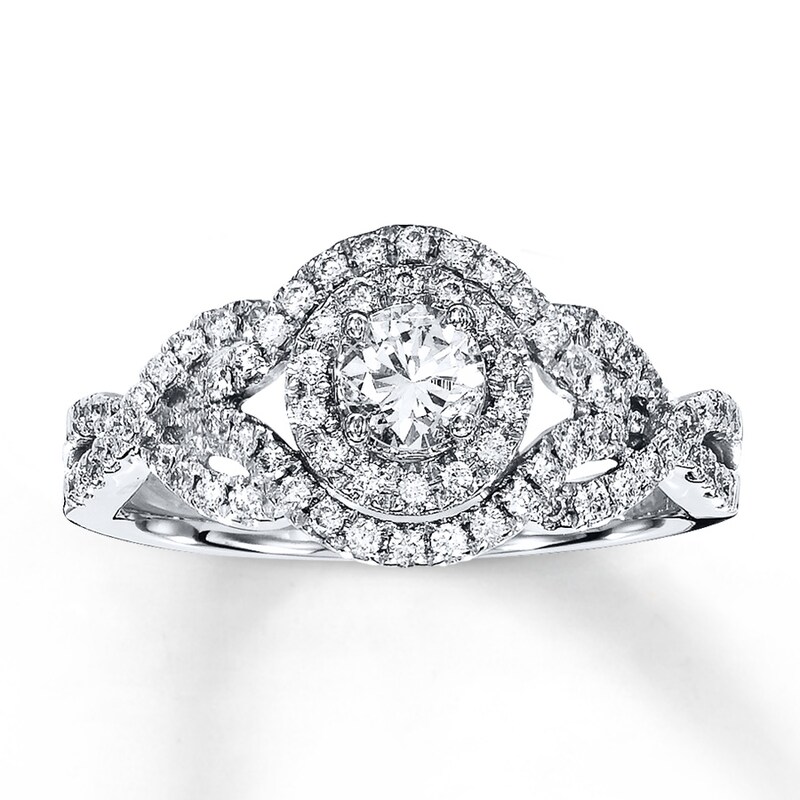 Main Image 1 of Previously Owned Diamond Engagement Ring 3/4 ct tw Round-cut 14K White Gold