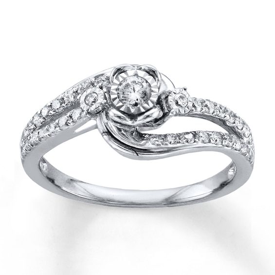 Previously Owned Diamond Engagement Ring 3/8 ct tw Round-cut 10K White Gold