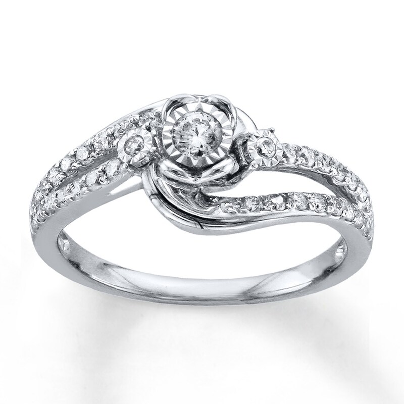 Main Image 1 of Previously Owned Diamond Engagement Ring 3/8 ct tw Round-cut 10K White Gold