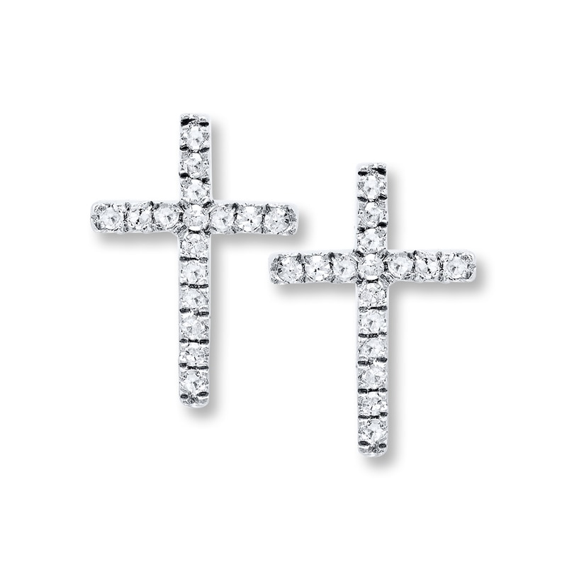 Previously Owned Diamond Cross Earrings 1/10 ct tw Round-cut Sterling Silver