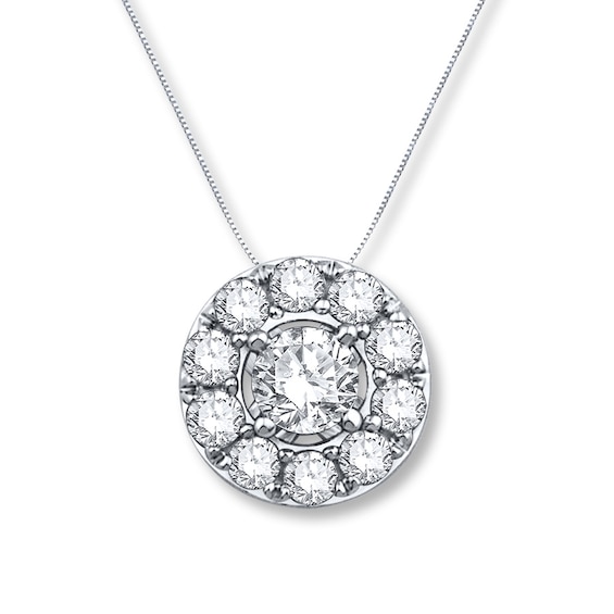Previously Owned Diamond Necklace 1/ ct tw Round-cut 10K White Gold