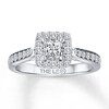 Thumbnail Image 1 of Previously Owned THE LEO Engagement Ring 3/4 ct tw Princess & Round-cut Diamonds 14K White Gold