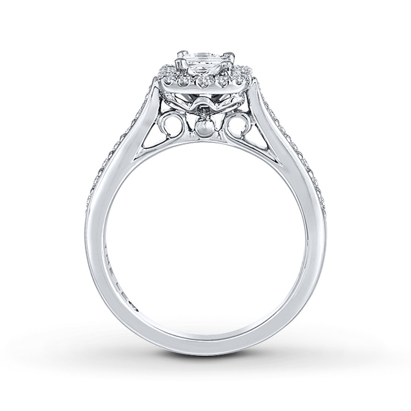 Main Image 2 of Previously Owned THE LEO Engagement Ring 3/4 ct tw Princess & Round-cut Diamonds 14K White Gold