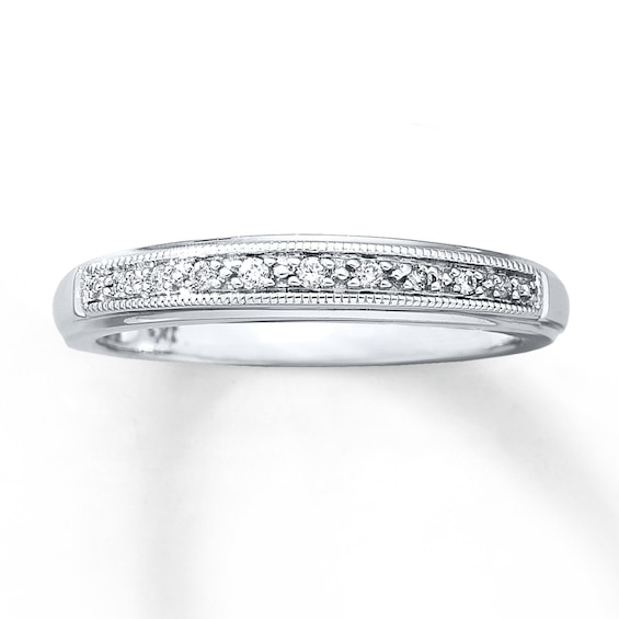 Previously Owned Diamond Wedding Band 1/20 ct tw Round-cut 10K White Gold Size