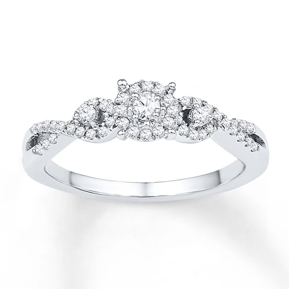 Previously Owned Diamond Three-Stone Promise Ring 1/4 ct tw 10K White Gold