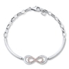Thumbnail Image 1 of Previously Owned Infinity Bracelet 1/10 ct tw Diamonds Sterling Silver & 10K Rose Gold