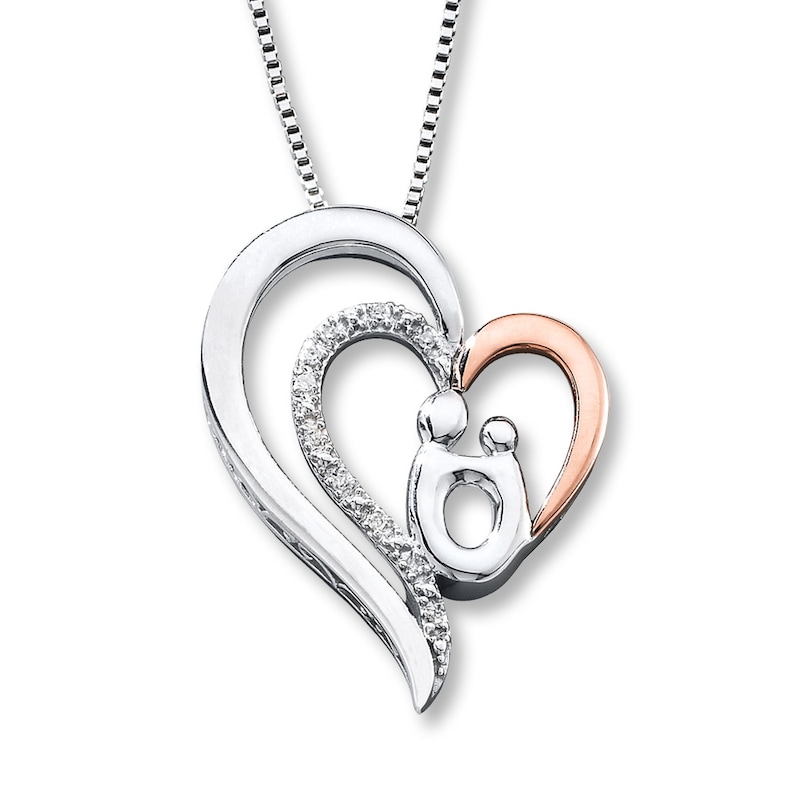 Main Image 1 of Previously Owned Mother/Child Necklace Diamond Accents Sterling Silver & 10K Rose Gold